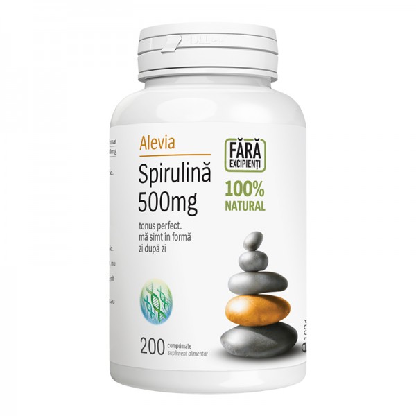 Spirulina 500 mg, ambalaj economic, 200cpr, Alevia