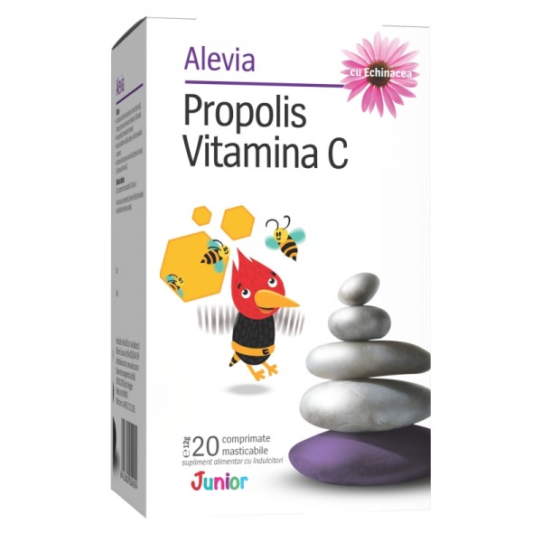 Propolis vitamina C si Echinacea Junior, 20 cpr masticabile, Alevia