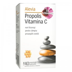 Propolis vitamina C cu Echinacea, 40 cpr masticabile, Alevia