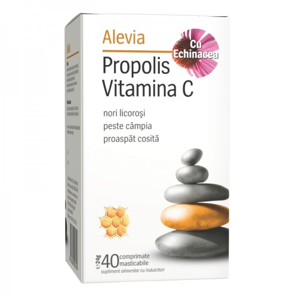 Propolis vitamina C cu Echinacea, 40 cpr masticabile, Alevia