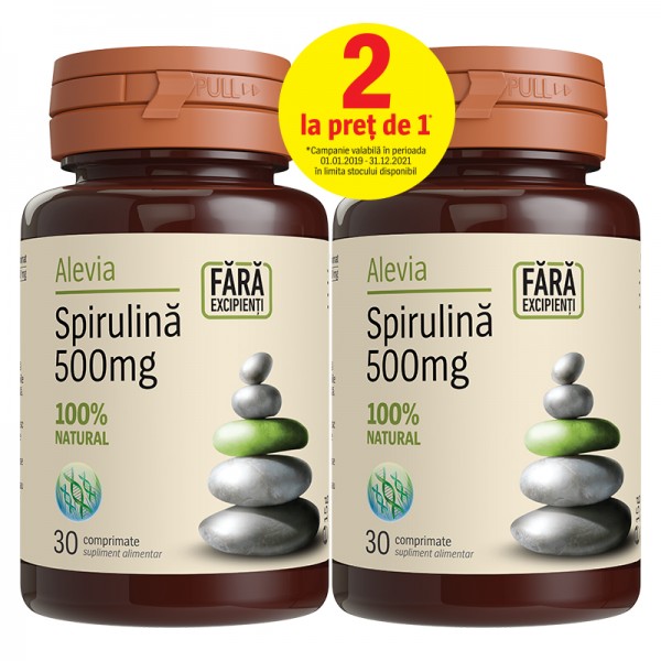 Spirulina 500mg,pachet 30+30, Alevia