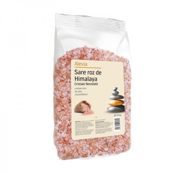 Sare Himalaya Roz cristale neiodata, 500g, Alevia