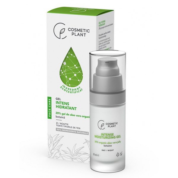 Gel intens hidratant cu 20% gel de aloe vera organic & betaină, 30 ml, Cosmetic Plant
