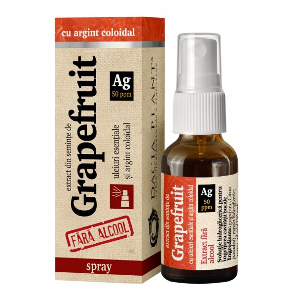 Grapefruit cu Argint Coloidal fara alcool, spray 20 ml, Dacia Plant