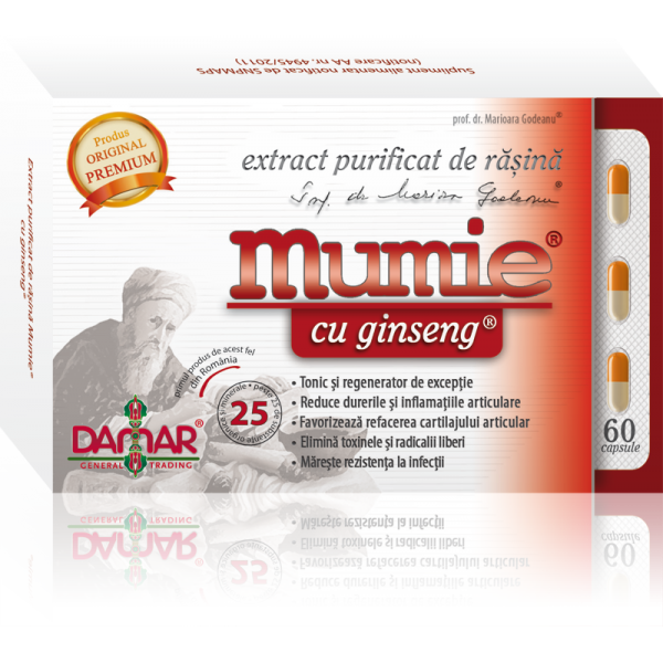 Extract purificat de rasina Mumie cu ginseng 60 capsule, Damar