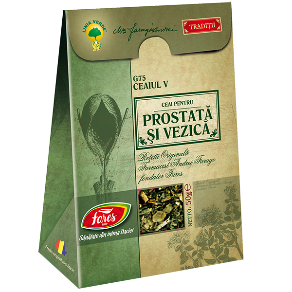 Ceaiul V – ceai pentru prostata si vezica, G75, (reteta originala Andrei Farago), vrac 50 g, Fares