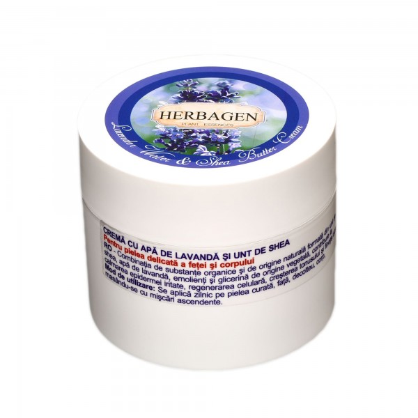 Cremă de corp cu apă de lavandă și unt de shea, 150 gr, Herbagen
