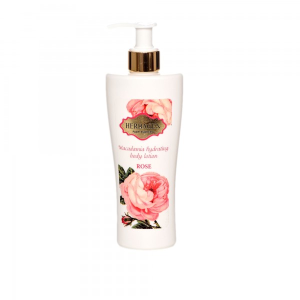 Lapte de corp hidratant Rose cu ulei de macadamia, 200 ml, Herbagen