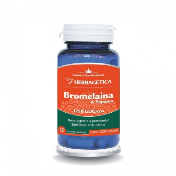 Bromelaina & Papaina, 30 capsule, Herbagetica