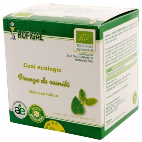 Ceai Ecologic, frunze de roinita, 25 plicuri, Hofigal
