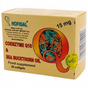 Coenzima Q10 in ulei de catina 15 mg, 40 capsule moi, Hofigal