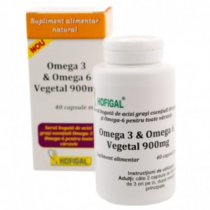 Omega 3 & Omega 6 Vegetal 900 mg, 40 capsule moi, Hofigal