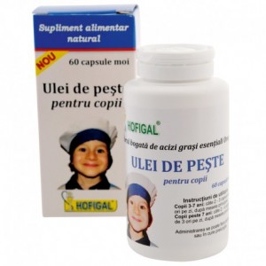 Ulei de peste pentru copii 300 mg, 60 capsule moi, Hofigal