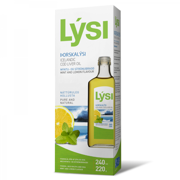 Ulei din ficat de cod cu aroma de Lamaie si Menta, 240 ml, Lysi