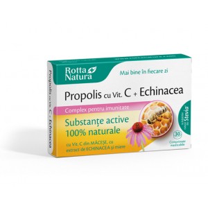 Propolis cu Vitamina C, Echinacea și miere, 30 comprimate, Rotta Natura