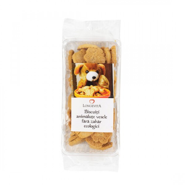 Biscuiți Animăluțe vesele fără zahăr, Bio 140g Longevita, Solaris Plant