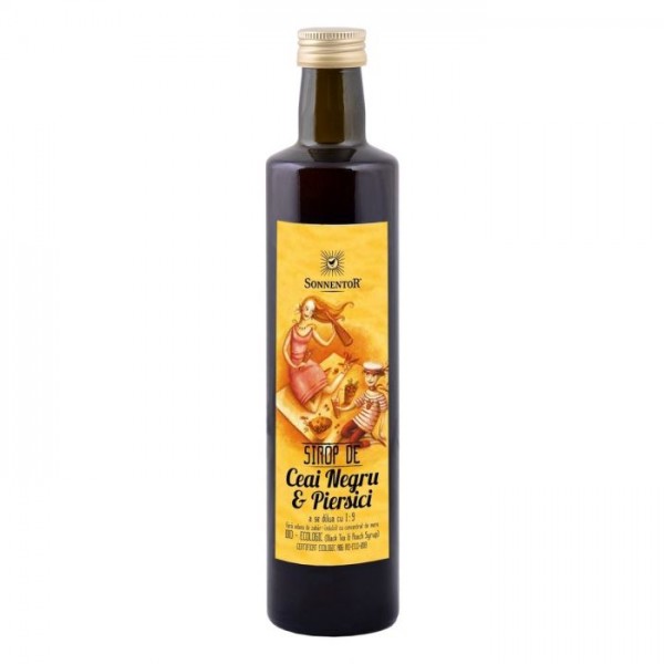 Sirop Eco Ice Tea Ceai negru+Piersici (fara zahar) 500 ml, Sonnentor
