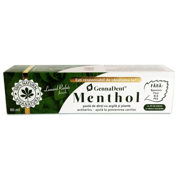 Pastă de dinți GennaDent Menthol, 80 ml, Vivanatura