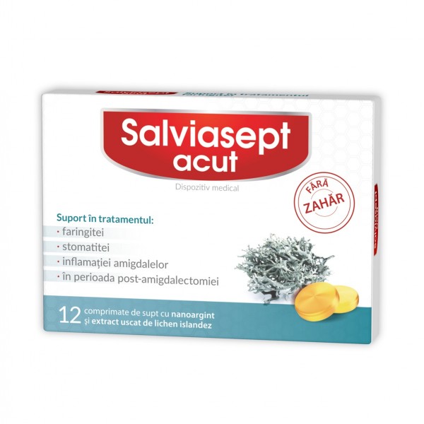 Salviasept Acut, fără zahăr, 12 comprimate, Zdrovit